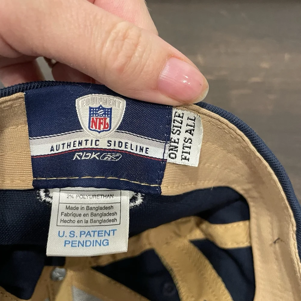 Vintage Reebok St. Louis Rams OSFM NFL Equipment Hat Cap Blue White Gold Mens